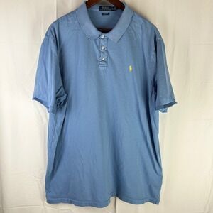 Polo Ralph Lauren Polo Shirt Mens XXL Blue Classic‎ Fit Short Sleeve Yellow Pony